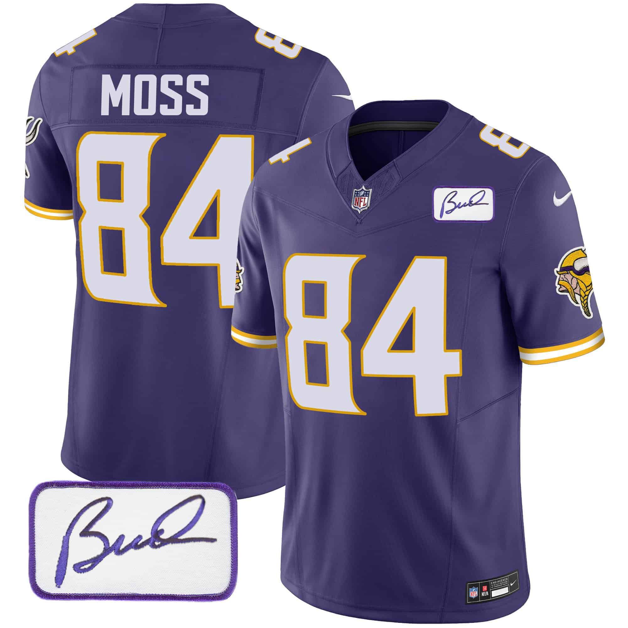 Men Minnesota Vikings #84 Moss Purple 2024 Nike Bud Grant Patch Classic Limited NFL Jersey style 3->indianapolis colts->NFL Jersey